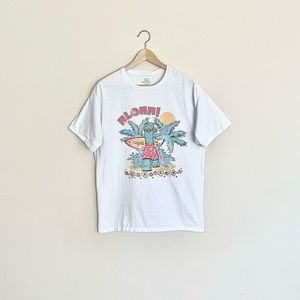 Gumby Aloha! Surf Beach Palm Graphic White T Shirt Adult size Medium